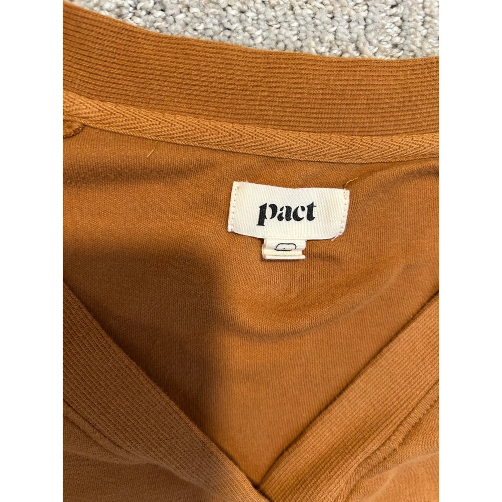 Pact Womens Organic‎ Cotton Henley V-Neck Sweatshirt Rust Orange Long Sleeve L - Picture 2 of 6